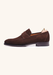 Dark Brown Suede Penny Loafers