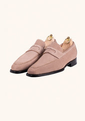 Beige Suede Penny Loafers