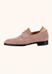 Beige Suede Penny Loafers