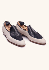Blue and Off White Belgian Loafers