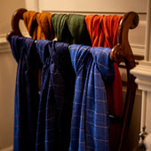 Windowpane Check Cashmere Scarf In And Yellow