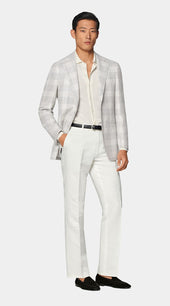 Light Grey Checked Tailored Fit Havana Blazer