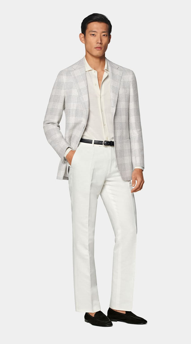Light Grey Checked Tailored Fit Havana Blazer