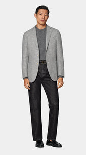 Mid Grey Houndstooth Tailored Fit Havana Blazer