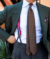 Floral Printed Silk Tie Hand Rolled