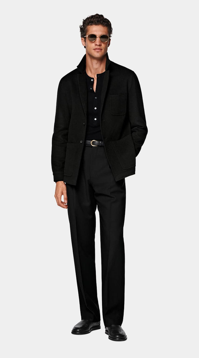 Black Relaxed Fit Shirt-Jacket