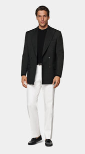 Black Herringbone Tailored Fit Milano Blazer
