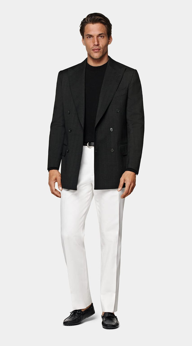 Black Herringbone Tailored Fit Milano Blazer