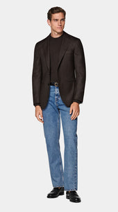 Brown Checked Tailored Fit Havana Blazer