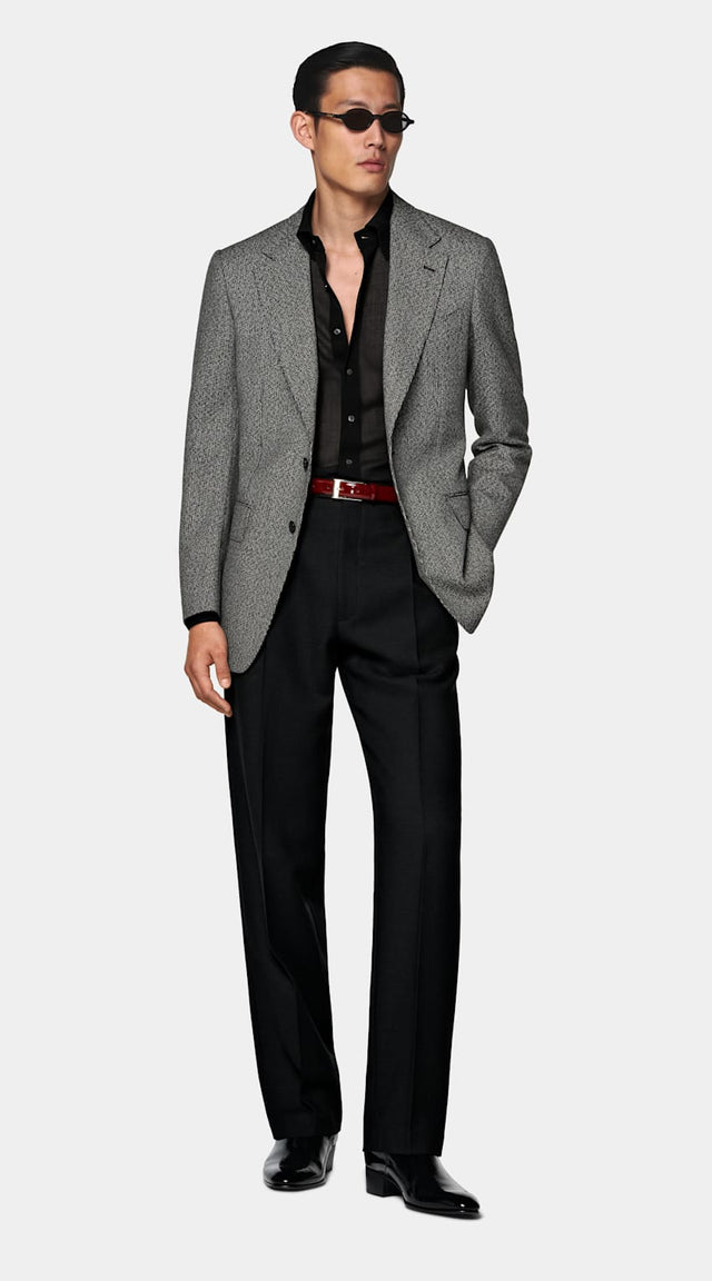 Black Striped Tailored Fit Milano Blazer