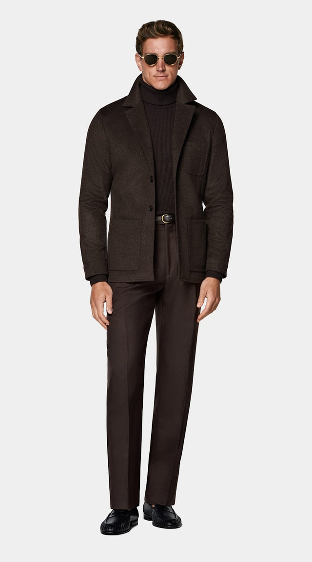 Dark Brown Relaxed Fit Shirt-Jacket