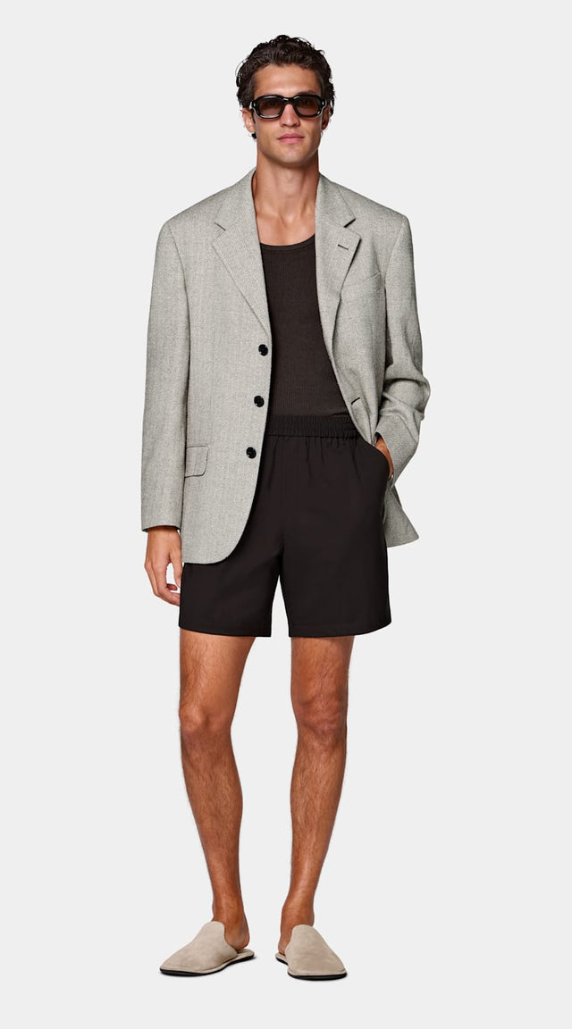Mid Brown Herringbone Relaxed Fit Brera Blazer