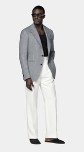 Navy Houndstooth Relaxed Fit Roma Blazer