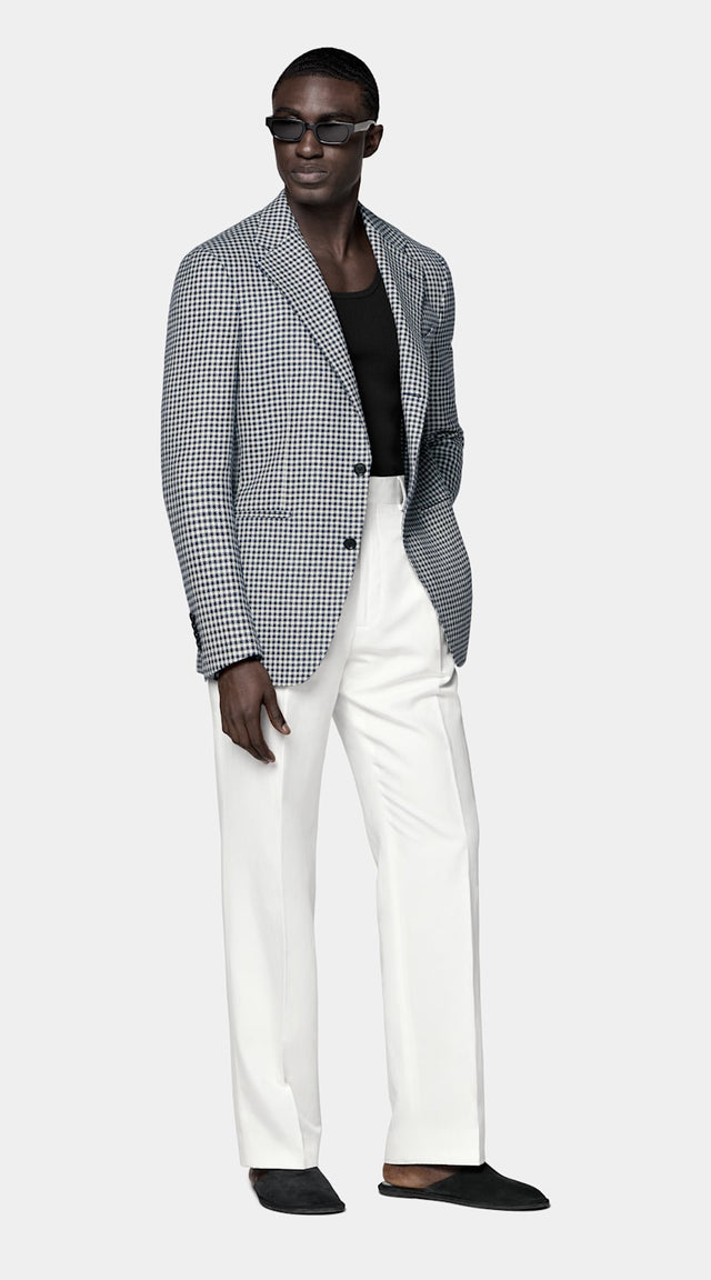 Navy Houndstooth Relaxed Fit Roma Blazer