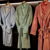 George Cortina For Anderson Sheppard Striped Robe In Green