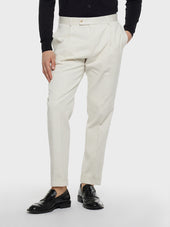 Pantalone carrot fit in cotone panna