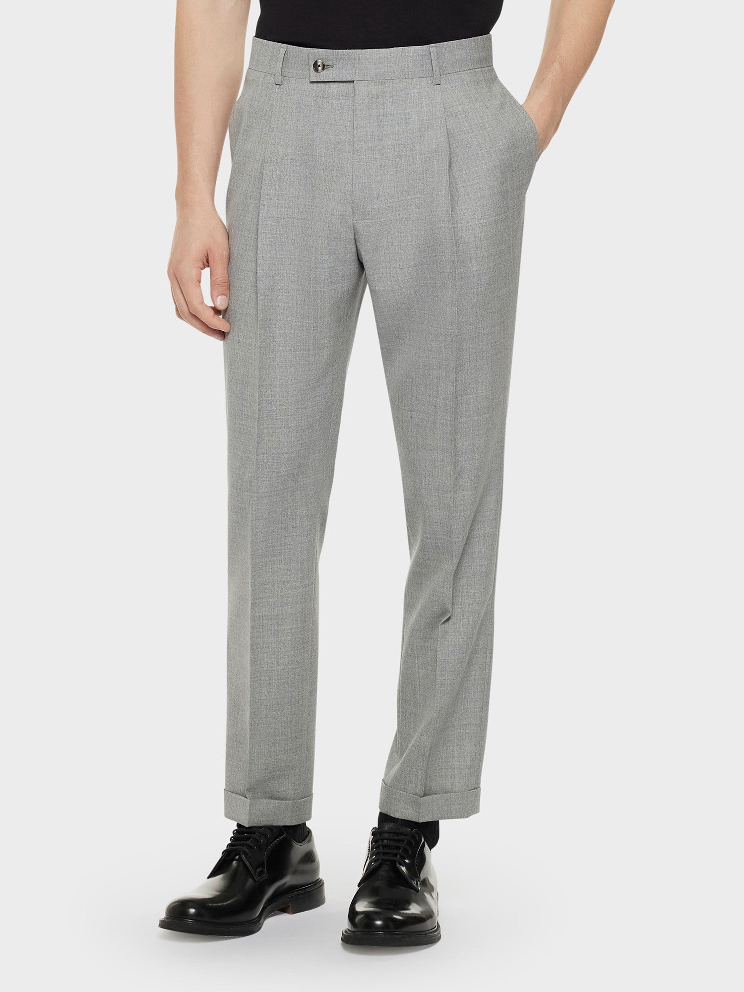 Pantalone Carrot Fit In Lana Grigio