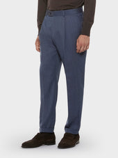 Pantalone carrot fit in lana cover blu