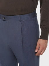 Pantalone Carrot Fit In Lana Cover Blu