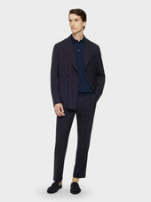 Pantalone Carrot Fit In Lana Blu