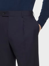 Pantalone Carrot Fit In Lana Blu