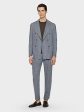 Pantalone Carrot Fit In Lana Zelander Twist Glen Check Azzurro