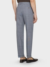 Pantalone Carrot Fit In Lana Zelander Twist Glen Check Azzurro