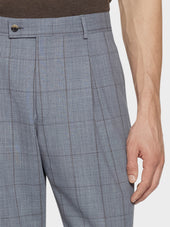 Pantalone Carrot Fit In Lana Zelander Twist Glen Check Azzurro