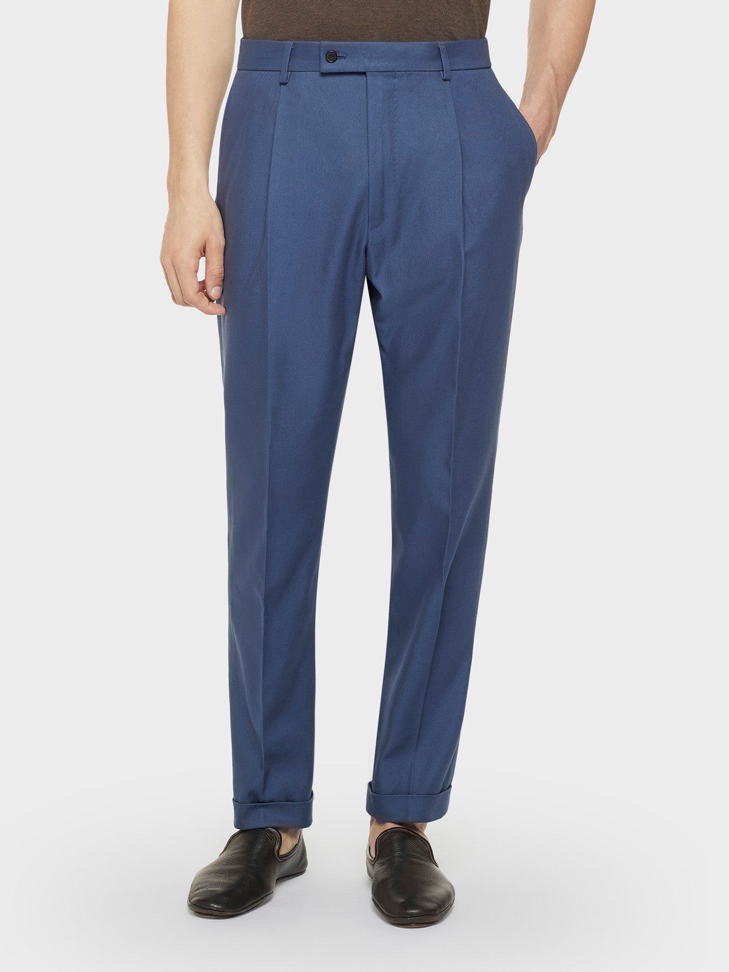 Pantalone Carrot Fit In Cotone Blu
