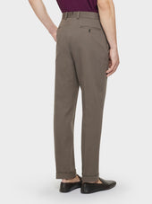 Pantalone Carrot Fit In Cotone Marrone