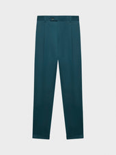 Pantalone Carrot Fit In Cotone E Seta Verde