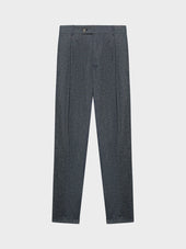 Pantalone Carrot Fit In Lino E Cotone Blu Denim