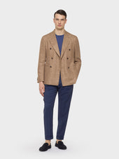 Pantalone Carrot Fit In Flanella Di Lana Blu