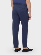 Pantalone Carrot Fit In Flanella Di Lana Blu