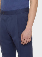 Pantalone Carrot Fit In Flanella Di Lana Blu