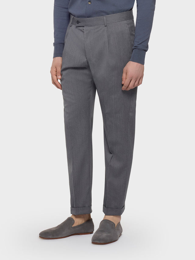 Pantalone carrot fit in lana zeelander grigio