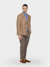Pantalone Carrot Fit In Flanella Di Lana Beige