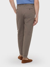 Pantalone Carrot Fit In Flanella Di Lana Beige