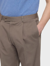 Pantalone Carrot Fit In Flanella Di Lana Beige