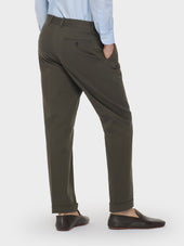 Pantalone Carrot Fit In Flanella Di Lana Verde