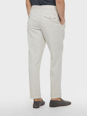 Pantalone Carrot Fit In Lino E Lana Bianco
