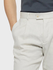 Pantalone Carrot Fit In Lino E Lana Bianco