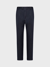 Pantalone In Lana E Cotone Blu