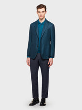 Pantalone In Lana E Cotone Blu