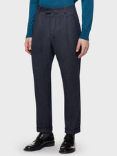 Pantalone in lana e cotone denim blu