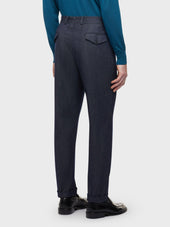 Pantalone In Lana E Cotone Blu
