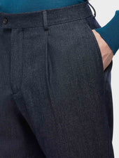 Pantalone In Lana E Cotone Blu