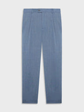 Pantalone Carrot Fit In Lino E Lana Blu