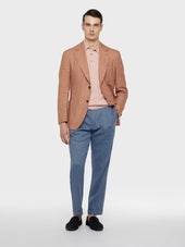 Pantalone Carrot Fit In Lino E Lana Blu