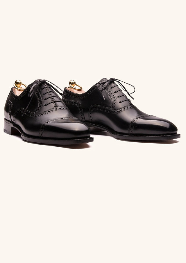 Black Brogue Cap Toe Oxfords
